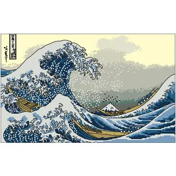 

Blue waves patterns Counted Cross Stitch 11CT 14CT 18CT DIY Chinese Cross Stitch Kits Embroidery Needlework Sets