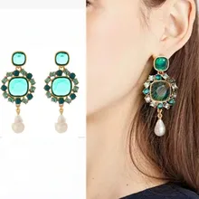 Amybaby Роскошные модные женские вечерние серьги-гвоздики со стеклянным камнем