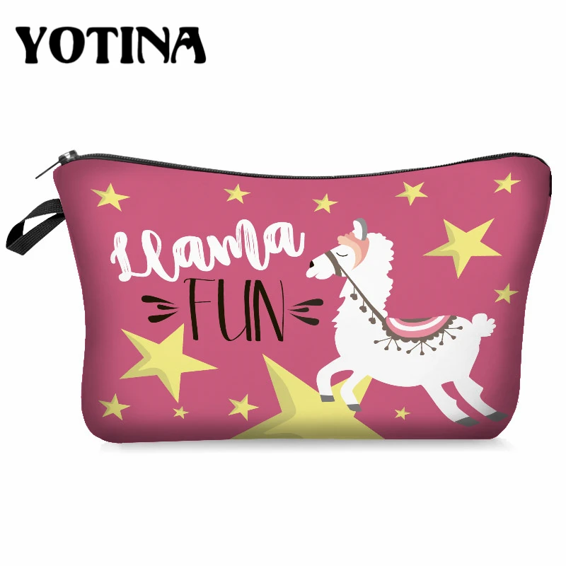 bpd9007 Yotina женская косметичка llama 3D печать с разноцветным рисунком Макияж сумка на молнии путешествий Органайзер для макияжа - Цвет: bpd9007