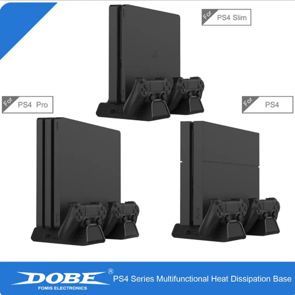 

For PS4/PS4 Slim/PS4 Pro Vertical Stand with Cooling Fan Dual Controller Charger Charging Station For SONY Playstation 4 Cooler