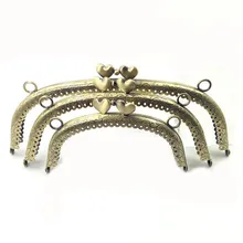 

12.5-25 cm Arch Metal Purse Frame Handle for Clutch Shoulder Bag Frame Making Heart Kiss Clasp Lock Antique Bronze Bags Hardware