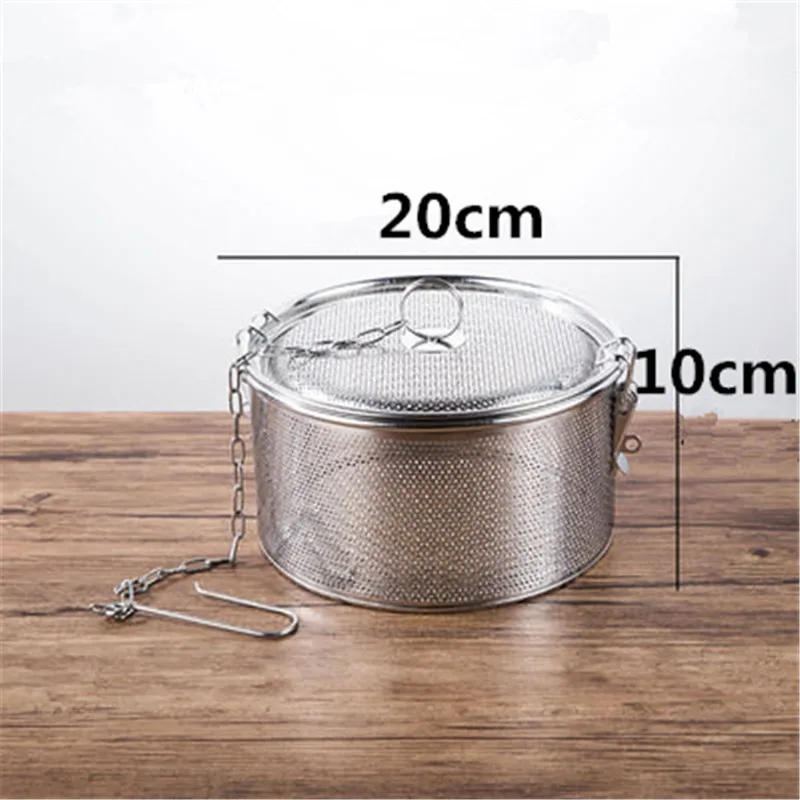 W20xH10cm Круглая Дыра 304 из нержавеющей стали мешок для приправ соуса супа вкус коробка для специй корзина рассола горячий горшок шлак разделительные фильтры для дуршлага - Цвет: W20xH10cm