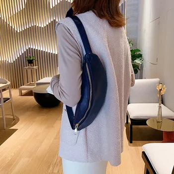 

2019 Fashion Women's Shoulder Crossbody Bag All-match Simple Style PU Leather Waist Bag Female All-match Hot Ins Chic Chest Bags