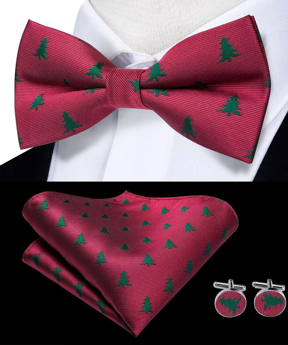 Модные рождественские галстуки Hi-Tie для мужчин Красная Зеленая Рождественская