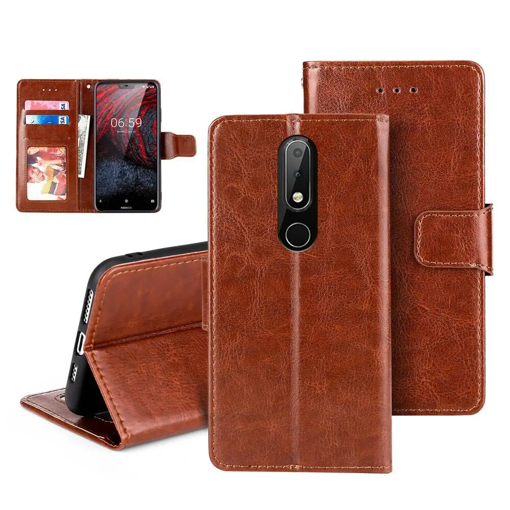 

Luxury PU Leather Wallet Flip Leather Case for Nokia 5.1 Plus 6.1 7 8 2 3 5 6 2018 Magnetic Cover with Card Slot