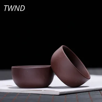

3 Pieces yixing tea cups set chinese tea mugs ore purple clay 30cc small simple zisha sand drinkware 8.7