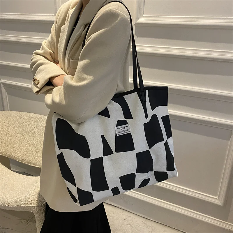 Large Capacity Women's Handbags 2021 New Trendy Canvas Shoulder Bag College Student Class Casual Shopping Tote |