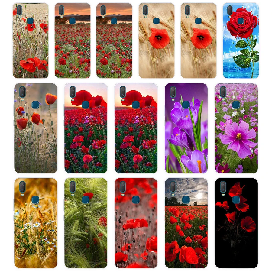 279Fg Red Poppies Cornflowers Gift Custodia Morbida In Silicone Tpu Cover Per Vivo Y3 Y11 Y12 Y15 Y17 Neo Pro Case