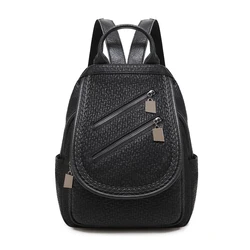Women's Backpack shoulder bag Black leather Mini Small cut girl Bag for Designer 2020 Motorcycle Travel Diaper Handbag