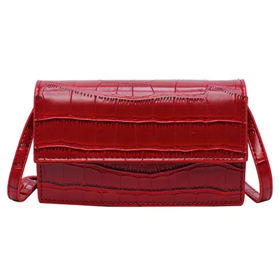 red large Модные сумки через плечо из искусственной кожи с каменным узором для женщин, маленькая сумка через плечо, женские Мини дорожные сумки - Цвет: red large