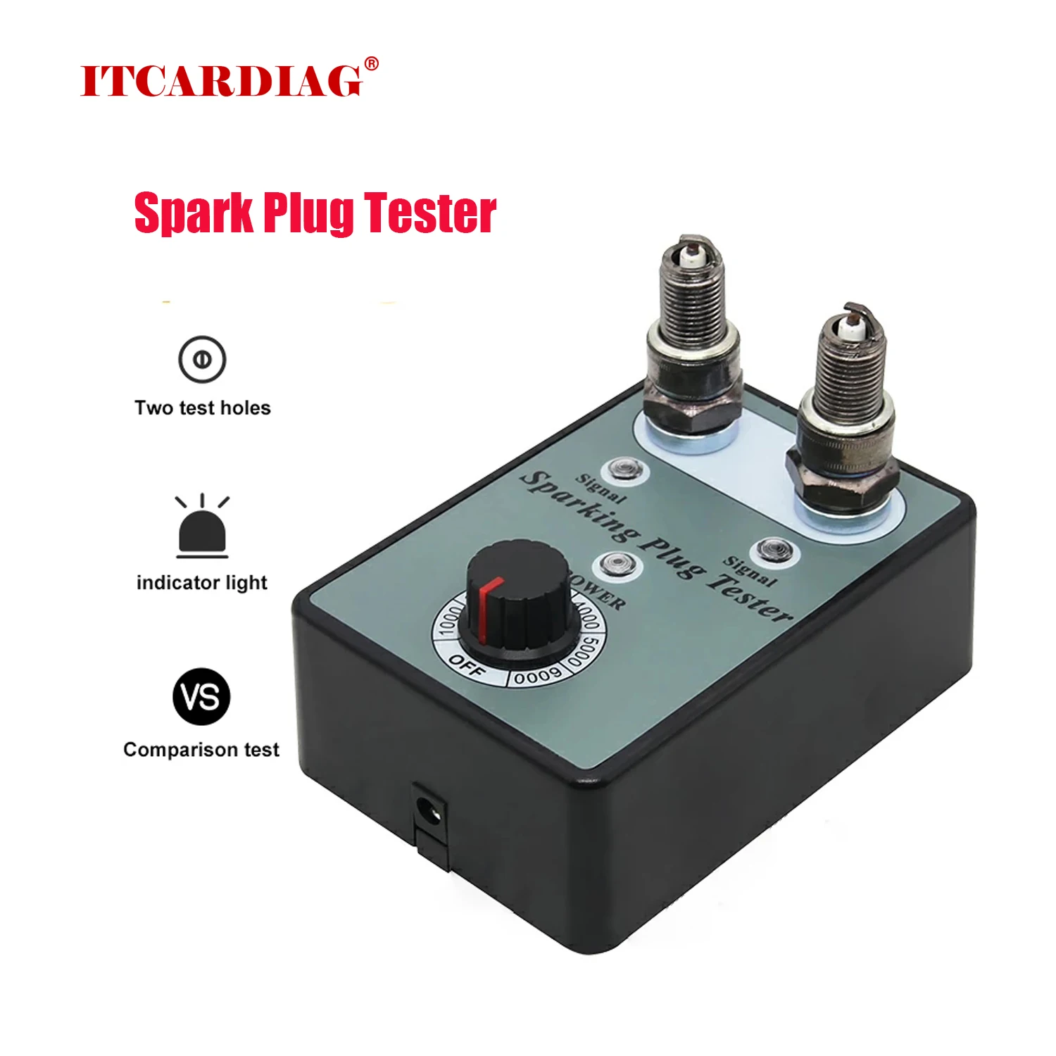 12V Gasoline Vehicles Petrol Car Spark Plug Tester Car Diagnostic Tool Car Spark Plug Tester Ignition Testers Automotive Diagnostic Tool Double Hole Analyzer