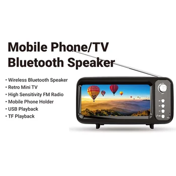 

Mini Portable Retro BT Bluetooth Speaker Music TV Design Mobile Phone Holder Speaker Stereo Outdoor Sound