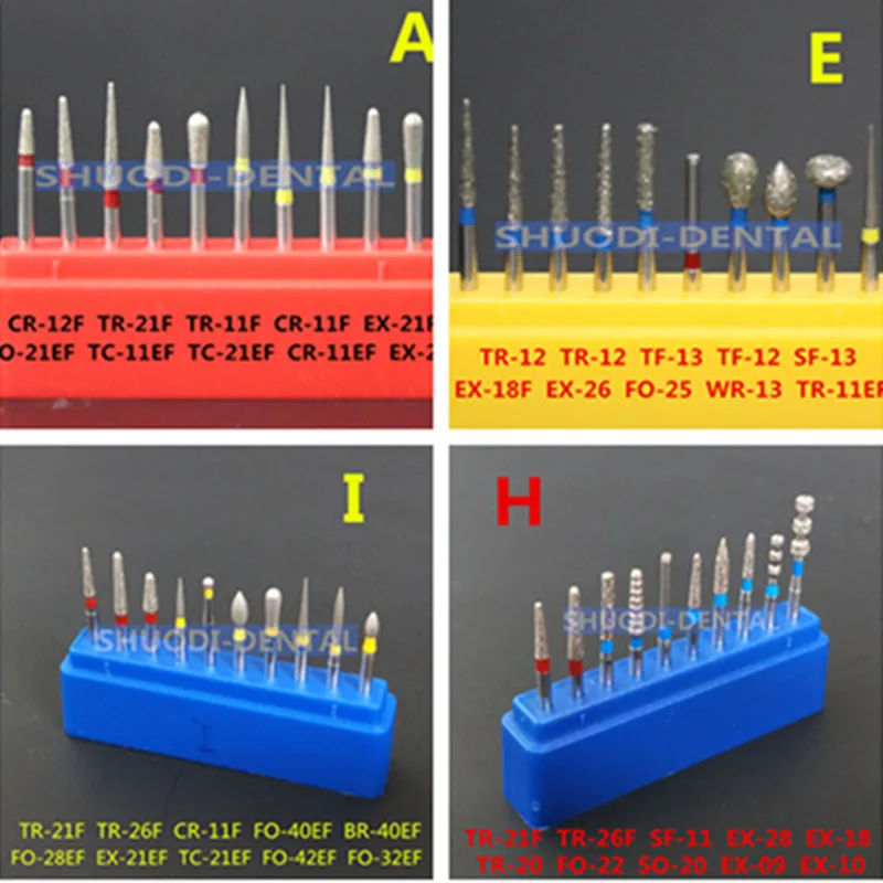 4 коробки/6 коробок зубные высокая скорость Бур алмазная полировка зуб подготовка Бур зубной инструмент зубы Фарфоровая керамика композитные - Цвет: 4 Boxes set