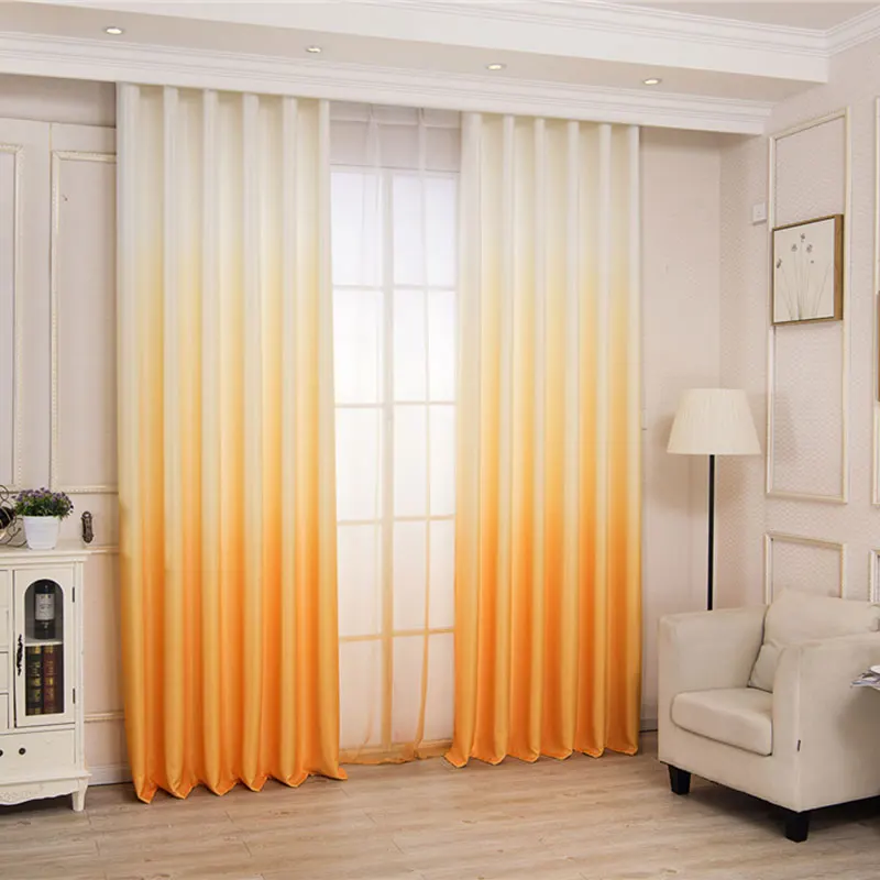 yellow curtain Современные 3d печатные градиентные затемненные глухие шторы для спальни для гостиной плотные шторы для кухни - Цвет: yellow curtain