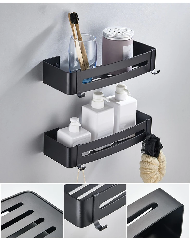 Bathroom Shelf Corner shelves For bathroom Black Wall Shelf Triangle Rectangle Bath Accessories ELM1111