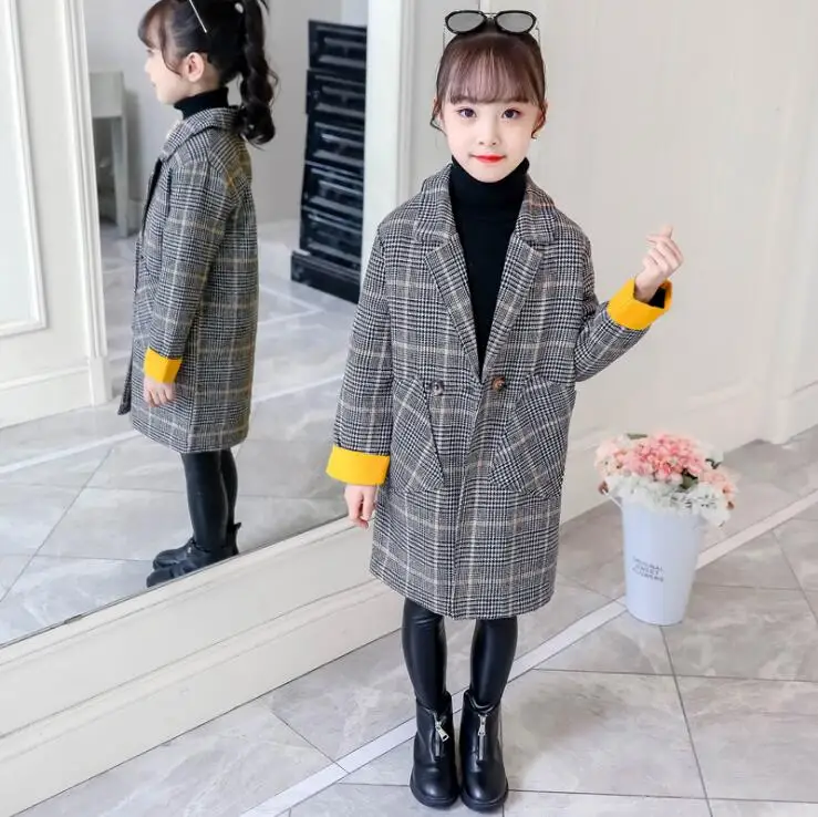 9.28th New Arrival Fashion Girl Long Coat Autumn Winter add Cotton Children's coat 110-160cm Kids Clothes Retail - Цвет: 1