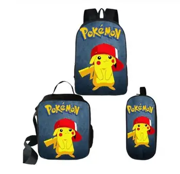 

16 inch 3pcs/set Pikachu School Bag Set for Kids Boys Girls School Backpacks Shoulder Bagpack Children Bookbag Satchel