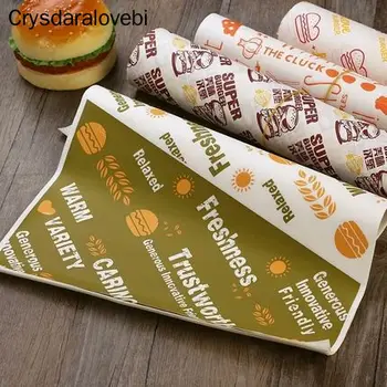 

200 Pcs Wax Paper Food Grade Sandwich Wrapping Burger Wax Paper For Food Bread Fries Wrapper Baking Tools Fast Food Customized