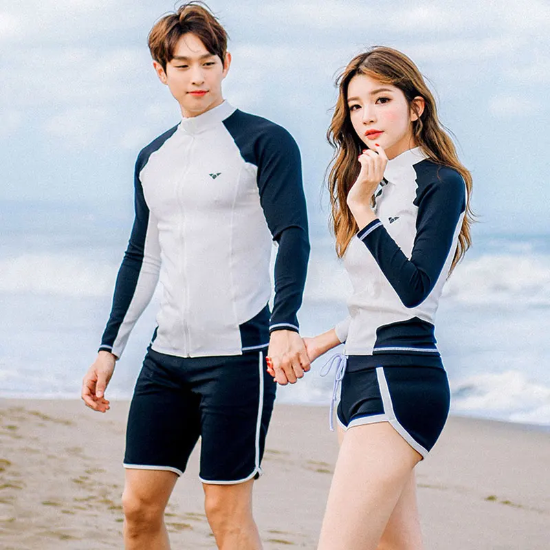 Men and Women's UPF 50 + Rash Guard Long Sleeve UV Sun Protection Swim Shirts, Trunks, Water Beach Surf Swimsuit, Top and Bottom