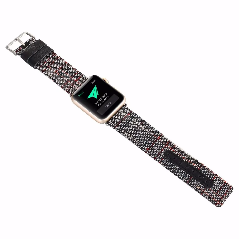 Tschick полоса шаблон холст тканая ткань для Apple Watch Band Регулируемая металлическая пряжка для часов серии 4 3 2 1 Спорт и издание