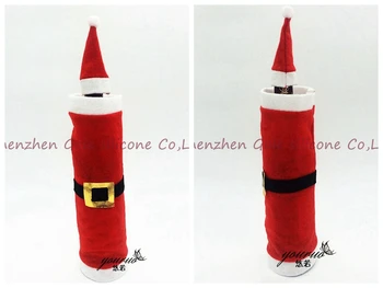 

500set/lot Christmas Santa Claus red wine bottle cover bags Christmas dinner table decoration at home come party decors
