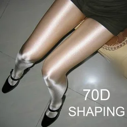 70D Women Sexy Oil Shiny Tights Satin Shape Stockings Sparkle Pantyhose Female Shaping Glossy Stockings Nightclub Dance Fitness