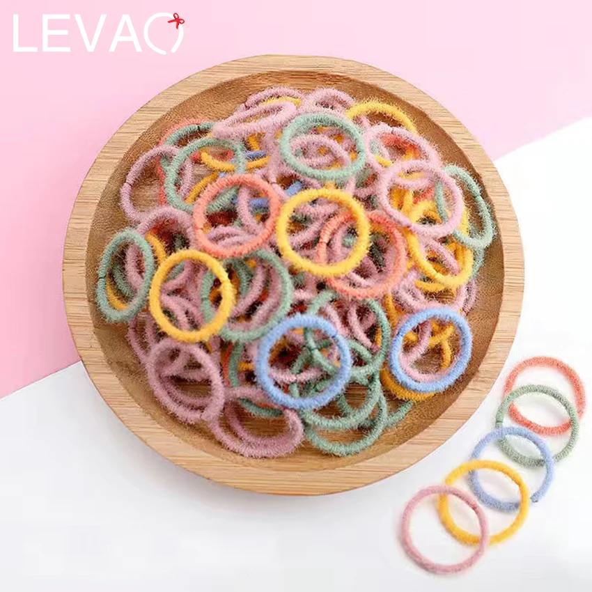 100 Pieces 0-3 Year Baby Solid Ties Rubber Band Ponytail Holder Gum Scrunchies Headwear Elastic Hair Bands Rope Accessories |