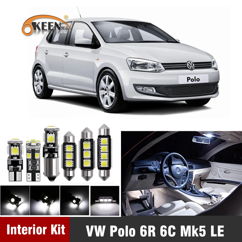 Светодиодные лампы для Volkswagen VW Polo 6R 6C Mk5 2009-2018 12 шт. | Автомобили и мотоциклы