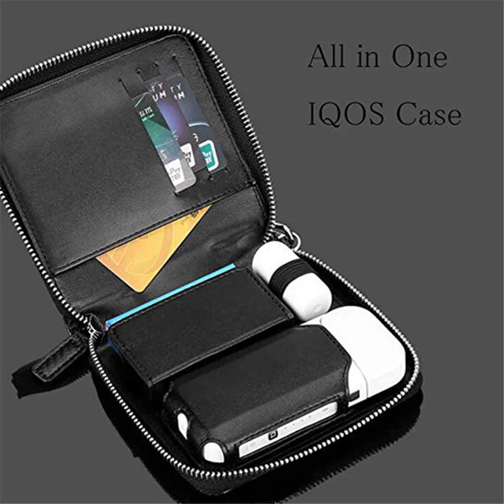 JINXINGCHENG Чехол-книжка из углеродного волокна для IQOS 2,4 Plus сумка Аксессуары для IQOS чехол на молнии с отделением для карт черный синий