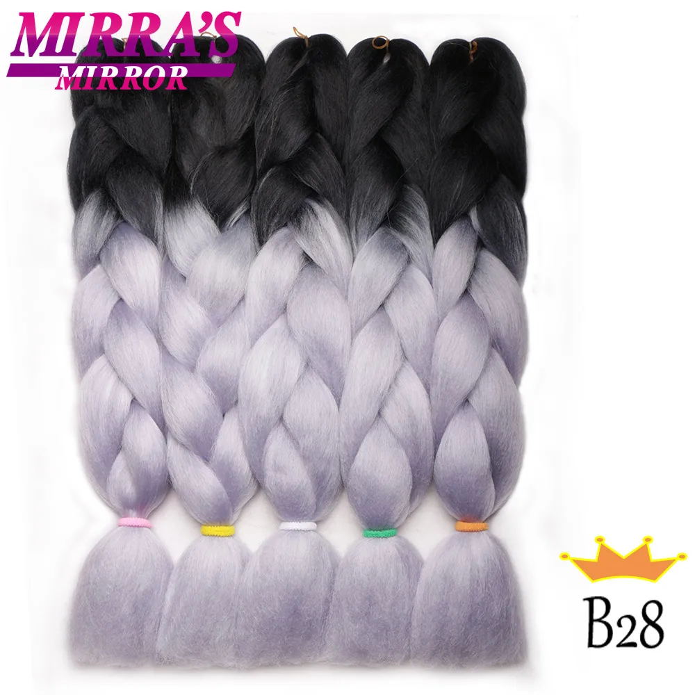 Mirra's зеркальные синтетические плетеные волосы для наращивания длинные кроше с Омбре волосы розовые Джамбо косы наращивание волос три/два тона зеленый - Цвет: B28