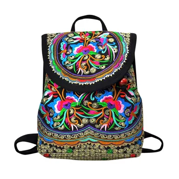 

Womens Folk-custom ethnic style Embroidered Retro Travel Backpack сумки мужские на плечо женский рюкзак для путешествий 2020