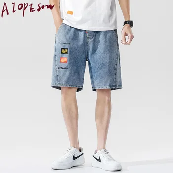 

AIOPESON New Shorts Men Jeans Pants Men Clothing Fashion Casual Loose Printing Trend Stitching Retro Shorts Men Summer