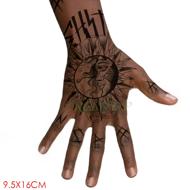 Waterproof Temporary Tattoo Sticker Sun Star Letter Fake Tatto Flash Tatoo Back of Hand Tato Body Art for Girl Women Men | Красота и