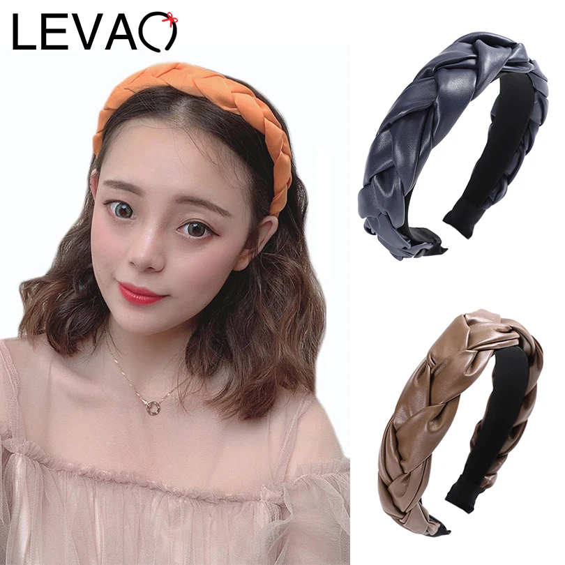 

LEVAO 2020 Bohemia Leather Twisted Headband Women Elegant Hairband Bezel Turban Girls Knot Hair Accessories Hair Hoop Headwear