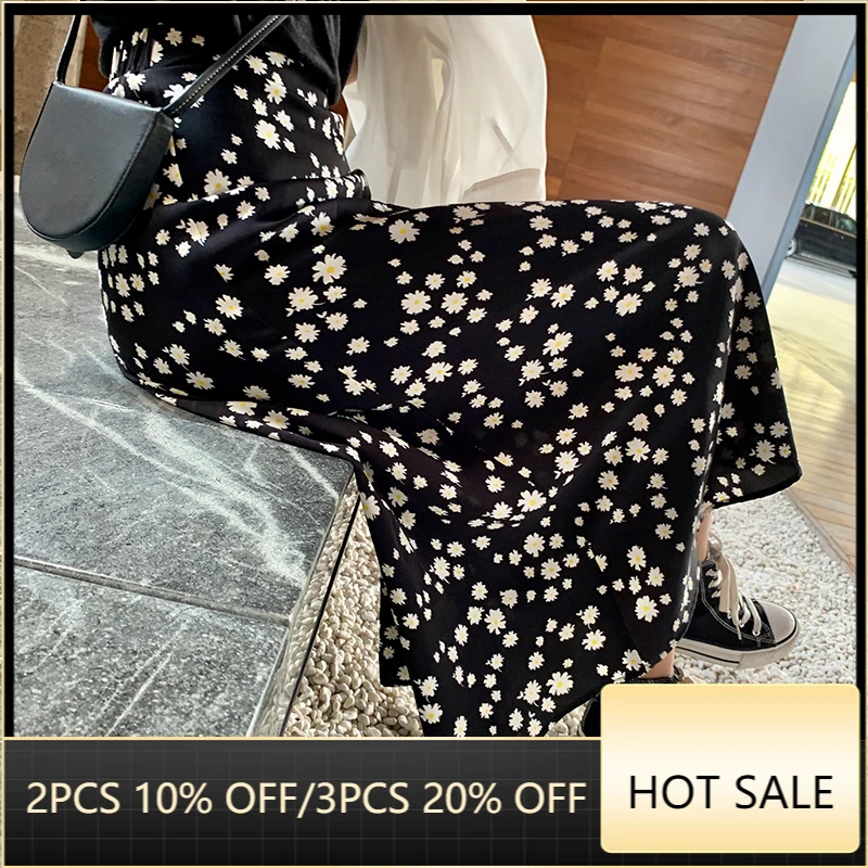 Spring Skirts Bottom A-Line Floral-Printed MISHOW Elegant Fashion Women Female Mid-Calf