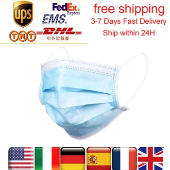 

3ply 50pcs 100pcs Meltblown Anti Pollution Disposable Laye Hygiene Face Dust Fabric Mask masque Facemask Mouth Cap Filter 50 pcs