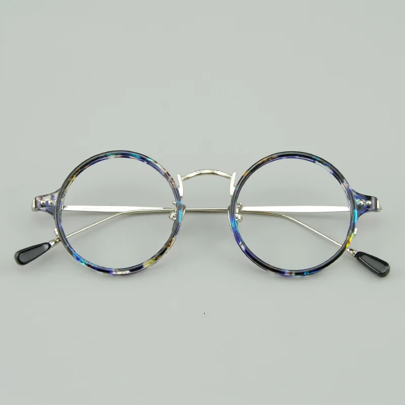 TR90 оправа для очков, мужские винтажные круглые очки по рецепту, женские оптические очки для близорукости, ретро очки с прозрачными линзами, корейские - Цвет оправы: Blue