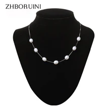 Жемчуг бренда "zhboruini", ожерелье, ювелирные изделия из жемчуга, 925 пробы, серебряные ювелирные изделия для женщин, натуральный жемчуг, 8-9 мм, капля воды, подарок