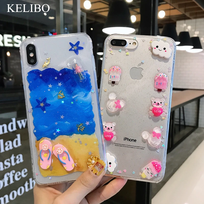 Cute 3D Candy Colors Bear Chinese Phone Case for iphone X XS Max XR 8 8plus 7 7Plus 6 6S plus Glitter Soft Cover Lovely Gift | Мобильные
