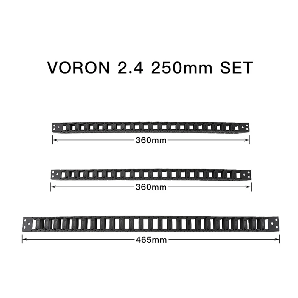 Soft High Quality Nylon 250mm For VORON 2.4 Cable Chains Set Black Opening Type Wire Chains For 3D Printer