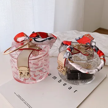 

Transparent Small Bag Women's Bag 2020 New Fashionable Silk Scarf All Round Handbag Wholesal Woman Hand Bag Messenger Bags