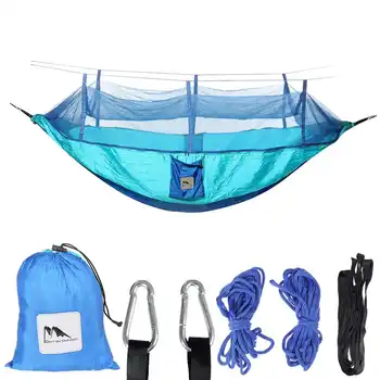 

2020 Camping Hammock with Mosquito Net Pop-Up Light Portable Outdoor Parachute Hammocks Swing Sleeping Hammock Camping Stuff