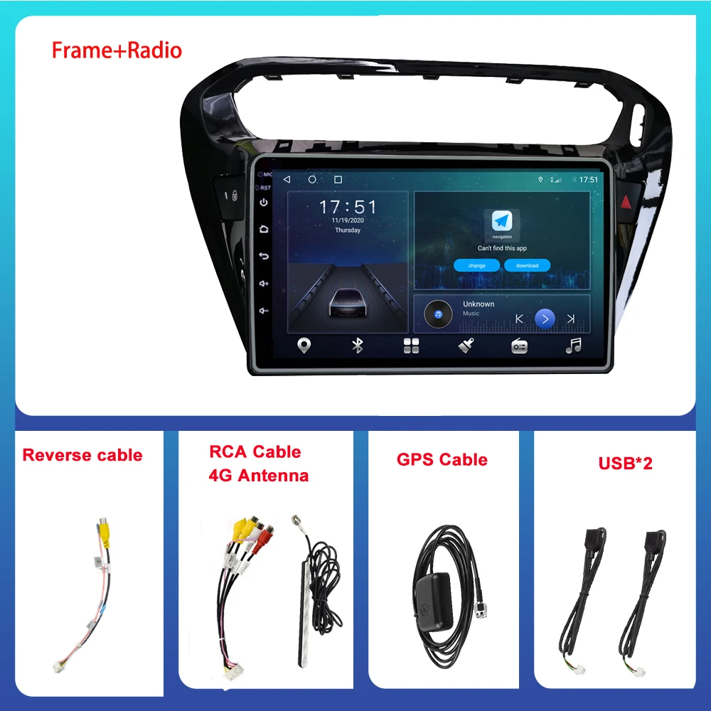 Black Android 10.0 Car Radio Player For Peugeot 301 For Citroen Elysee 2014-2018 Auto GPS Stereo DSP Carplay 4G 9