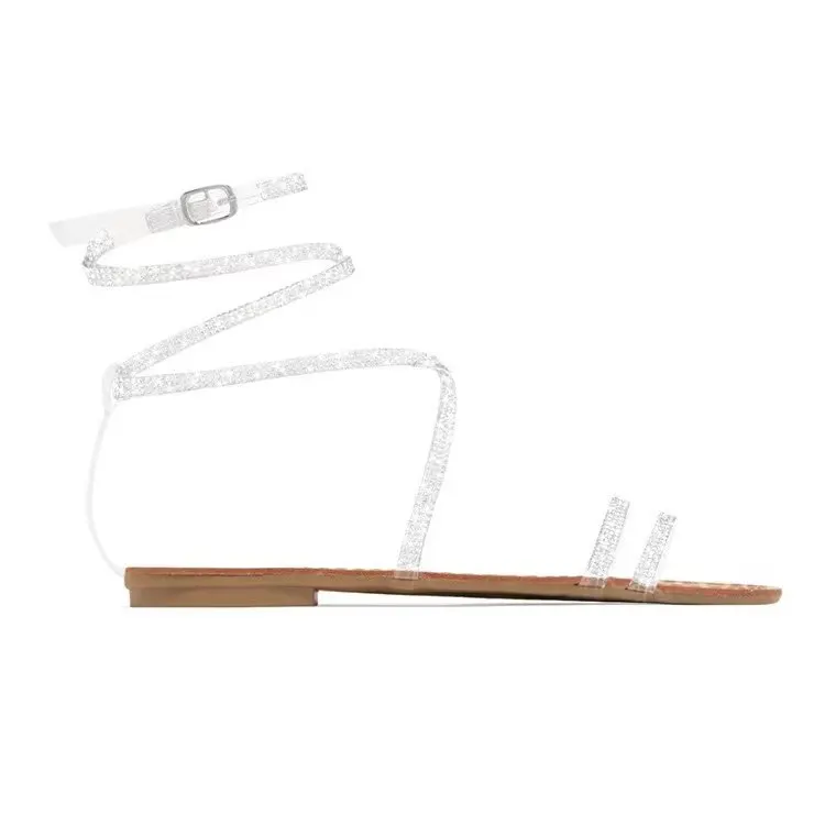 2021 Women's Sandals Summer New Fashion Diamond Cross Strap Sandals Plus Size European And American Leisure Female Sandals Shoes
