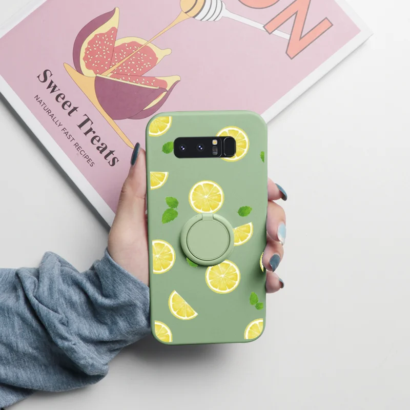 For Samsung Galaxy Note 10 9 8 Case Magnetic Ring Holder Fundas For Samsung GalaxyNote10 GalaxyNote9 GalaxyNote8 Flower TPU Etui kawaii samsung cases Cases For Samsung