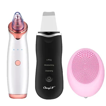 

Ultrasonic Skin Scrubber Face Pore Cleaner Exfoliator Vacuum Suction Blackhead Remover Sonic Electric Facial Cleansing Brush 46