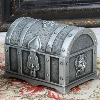 

Pirate Storage Organizer Treasure Gold Coins Electroplated Jewelry Box Ring Earring Retro Necklaces