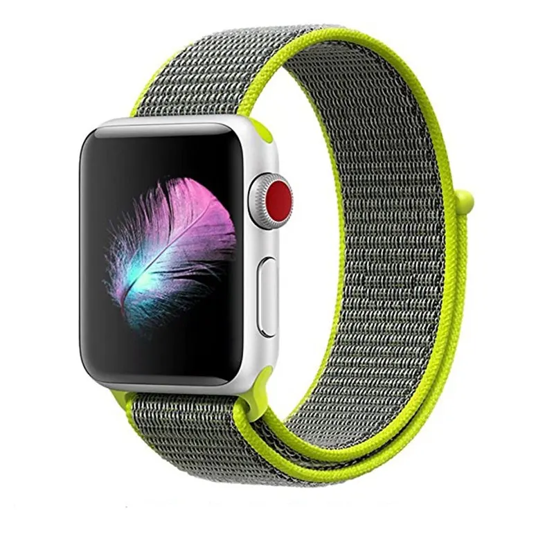 Sport loop for apple watch series 4 3 2 1 band reflective strap for iwatch 1 2 3 4 38mm 42mm 40mm 44mm woven nylon breathable - Цвет ремешка: Bright yellow