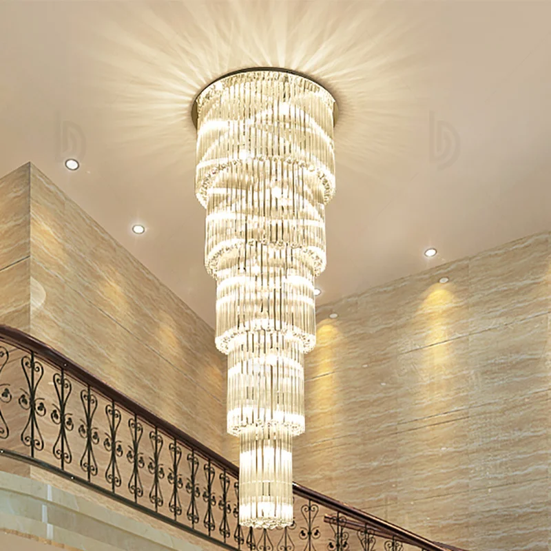 

multi layers modern crystal chandelier lamp AC110V 220v long staircase light fixtures ,luxury projects lighting