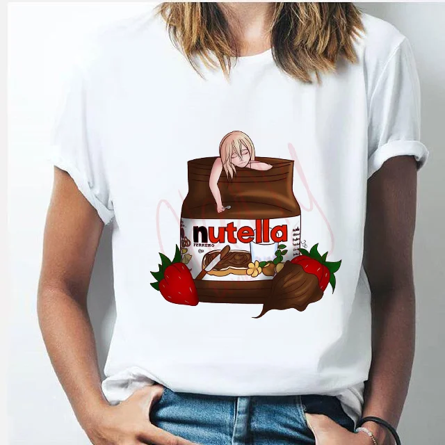 Женская футболка с принтом nutella Kawaii в стиле 90 х Harajuku Ullzang модная графическим милая